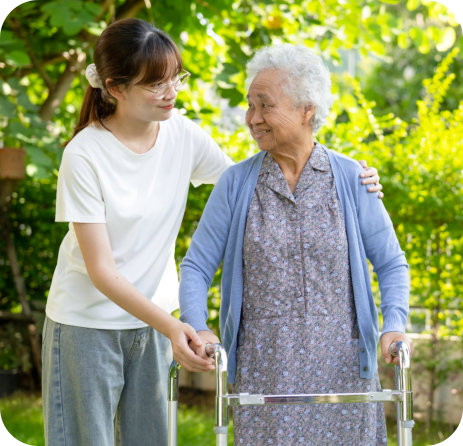 woman accompanying elder
