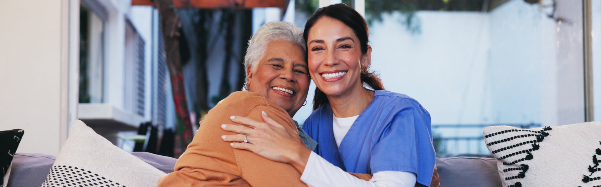 nurse and elder smiling
