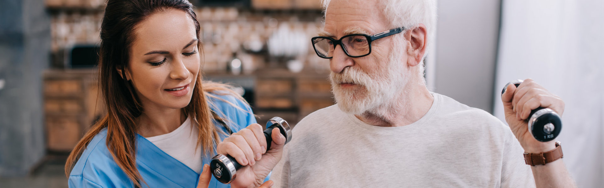 Nurse assisting senior